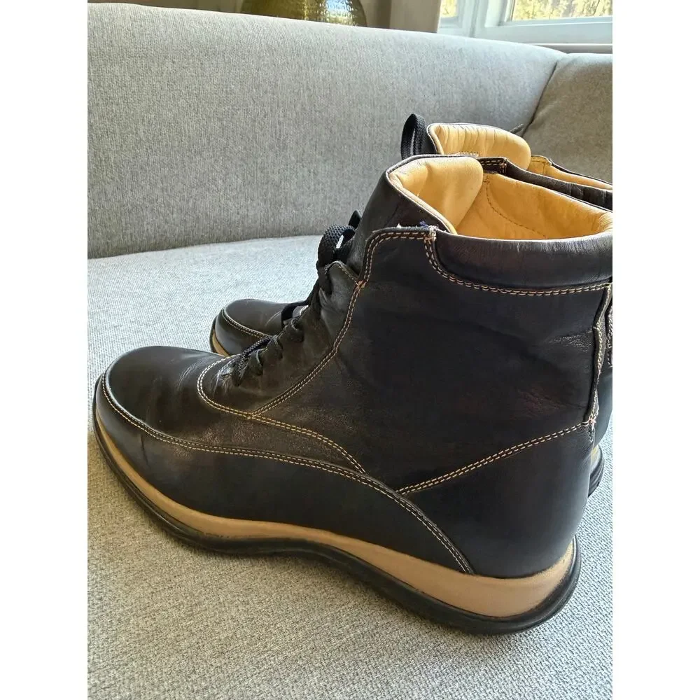 4US Cesare Paciotti 4US Black Leather High Top Sneakers Men's 39 US 7.5 - 8
